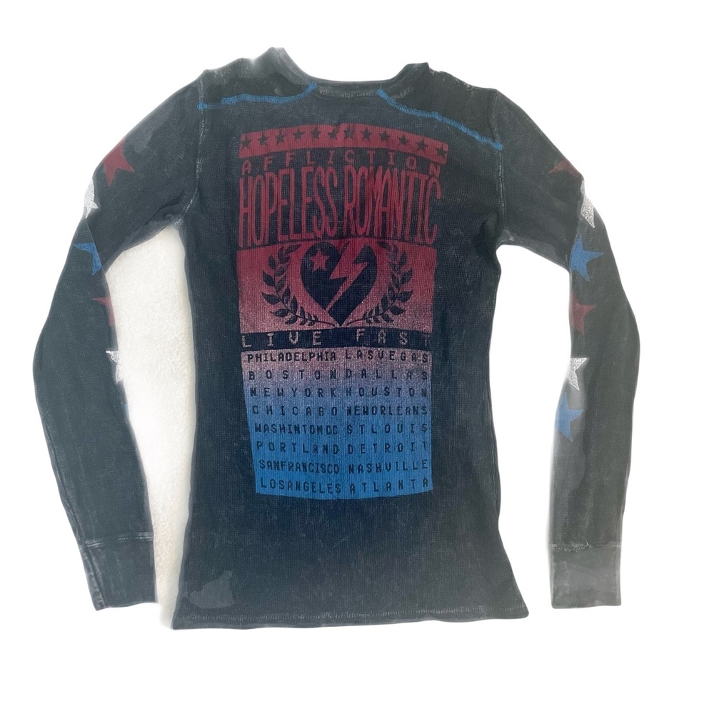 Affliction Black and Blue Graphic Tee